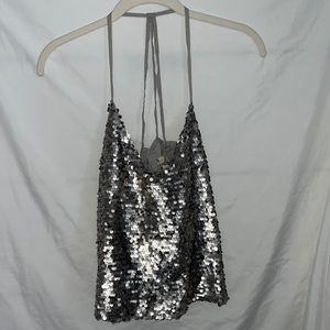 Hollister grey sparkle tank top